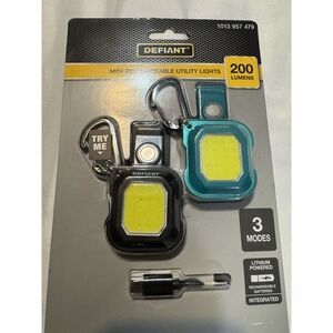 Defiant 2-pack 200 Lm Mini Rechargeable Multi Use Utility Light With Key Ring